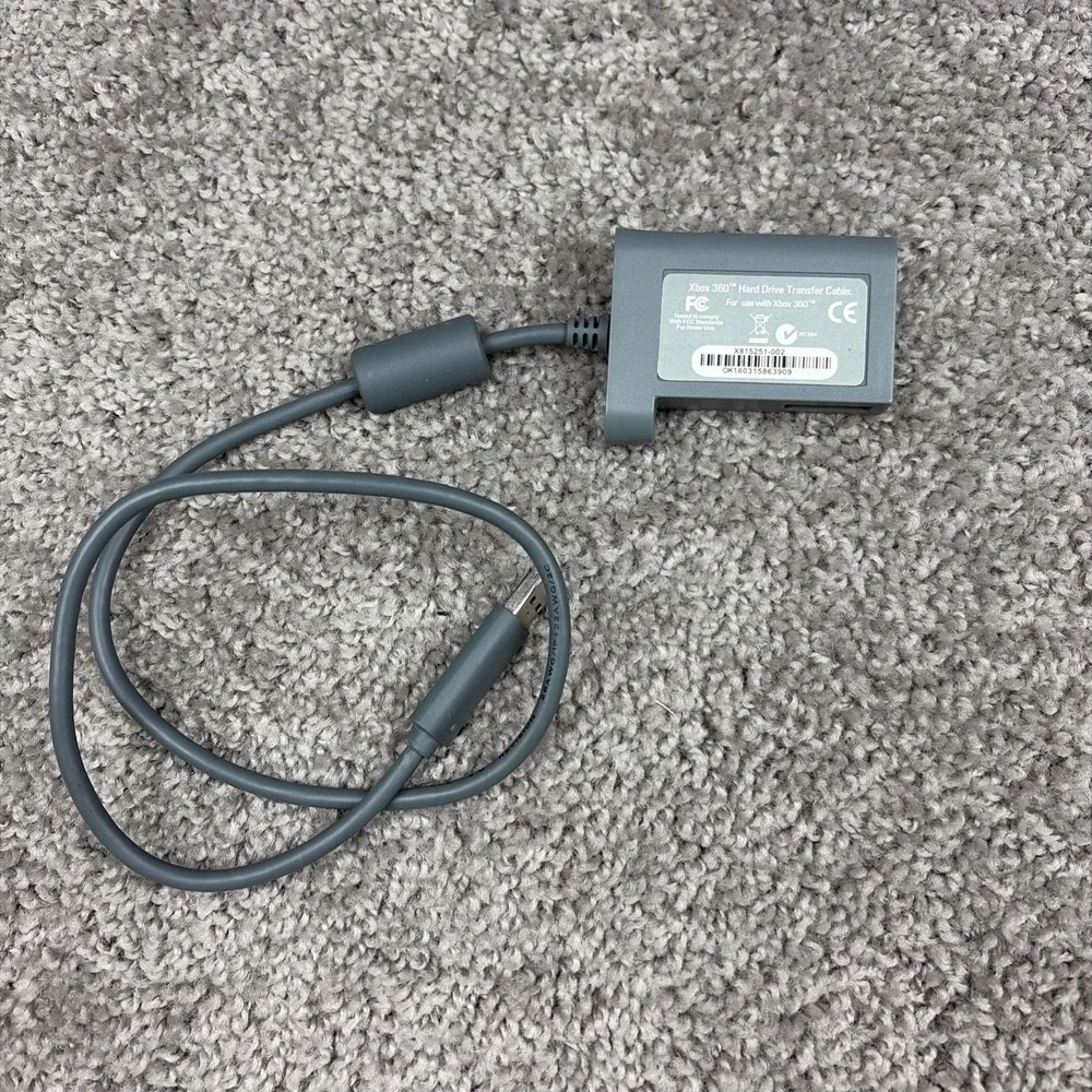 Microsoft Xbox 360 Hard Drive Transfer Cable USB Adapter Gray